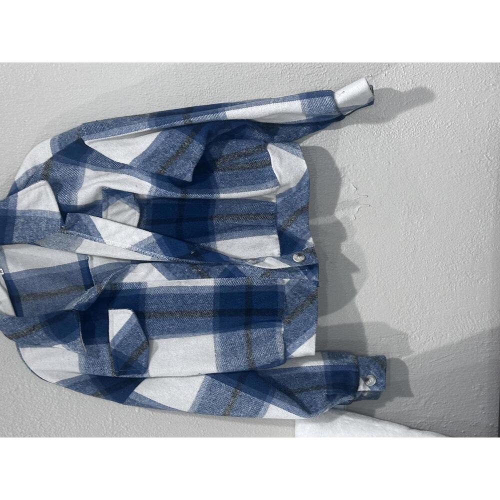 Blue and White Plaid Cropped Jacket - Picture 7 of 13